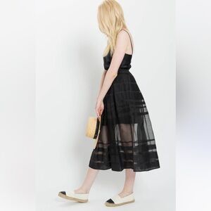 Tibi: Striped Sheer Midi Skirt